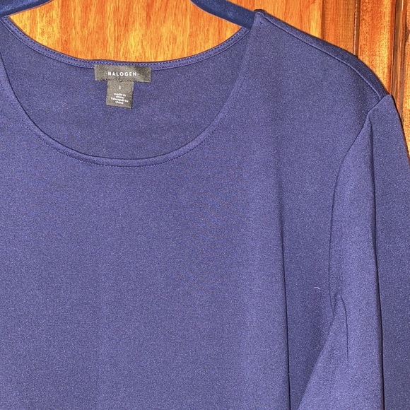 NWT Halogen Ponte 3/4 Sleeve Feather Trim Dress - Picture 2 of 5